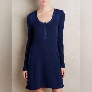 Anthropology, long sleeve blue dress